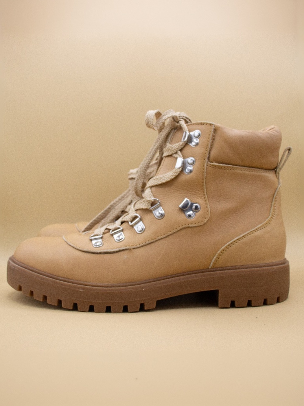 J Crew Lightweight Leather Tan Nordic Hiking Boots BB383 Women's Size 11 M
